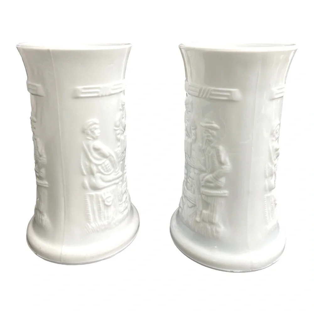 Set of 2 VTG White Milk Glass 6